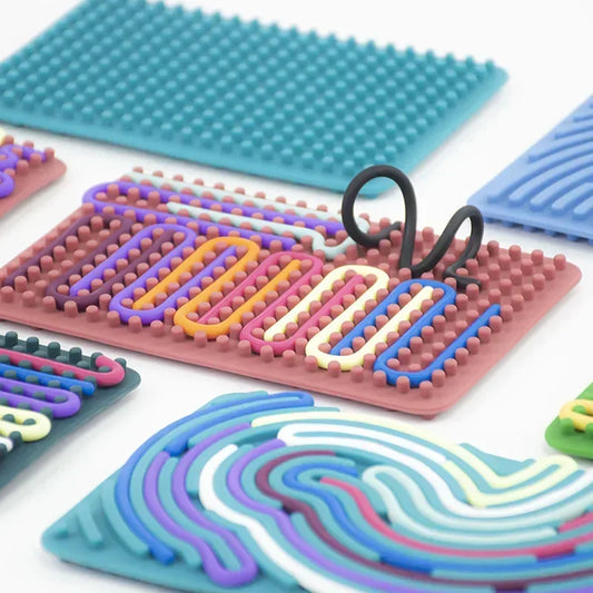 Sensory Activity Board for Kids Busy Board Motor Skills Montessori Toy Relaxing Stress Colored Silicone Rod Travel Toy Gifts